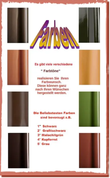 Farbtabelle mit 8 Verschiedenfarbigen Dachsteine
